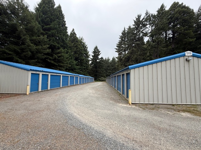 Rows of drive-up storage units